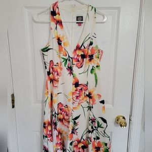 Vince Camuto V-neck Dress (10) with Tropical Flower Print